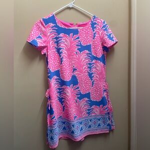 Size 2 pink and blue short sleeve pineapple pattern Lilly Pulitzer dress